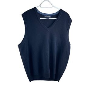 Brooks Brothers Mens Sweater Vest Large Navy Merino Wool Sleeveless V-Neck